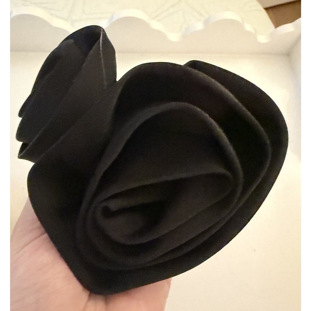 NWOT 3 Satin Schrunchies with Rosettes in Black, Cream & Pink by Zara & J Crew - Picture 3 of 7